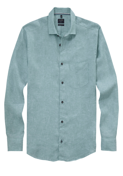 Produktbild für 'OLYMP Casual regular fit Hemd Langarm New Kent Kragen Leinen mint'