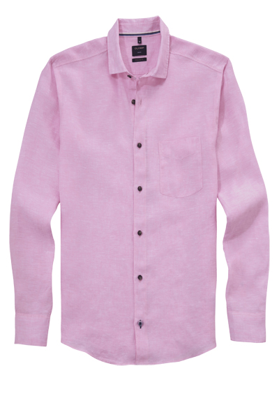 Produktbild für 'OLYMP Casual regular fit Hemd Langarm New Kent Kragen Leinen rosa'