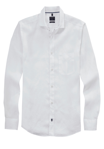 Produktbild für 'OLYMP Casual regular fit Hemd Langarm New Kent Kragen Leinen wei'