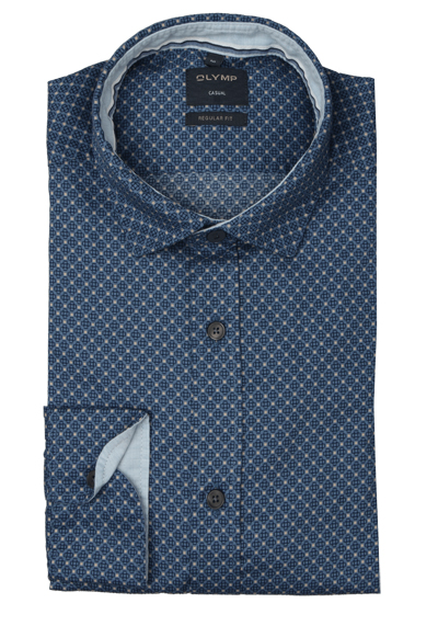 Produktbild für 'OLYMP Casual regular fit Hemd Langarm New Kent Kragen Muster blau'