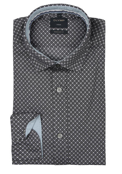 Produktbild für 'OLYMP Casual regular fit Hemd Langarm New Kent Kragen Muster grau'