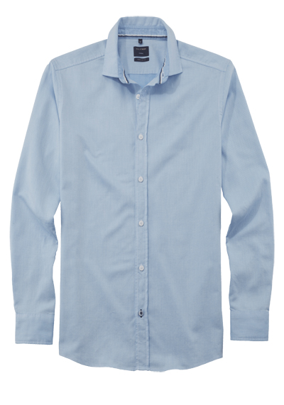 Produktbild für 'OLYMP Casual regular fit Hemd Langarm New Kent Kragen Struktur hellblau'