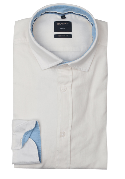 Produktbild für 'OLYMP Casual regular fit Hemd Langarm New Kent Kragen Struktur wei'