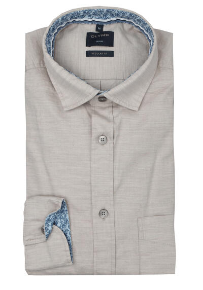 Produktbild für 'OLYMP Casual regular fit Hemd Langarm New Kent Kragen beige'