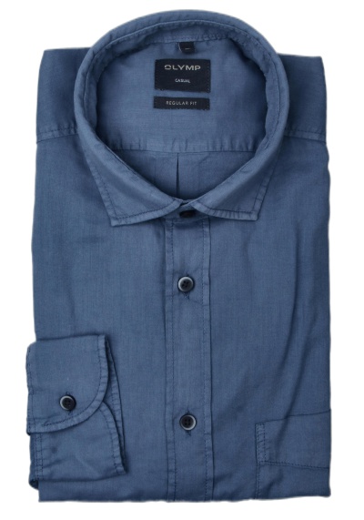 Produktbild für 'OLYMP Casual regular fit Hemd Langarm New Kent Kragen rauchblau'