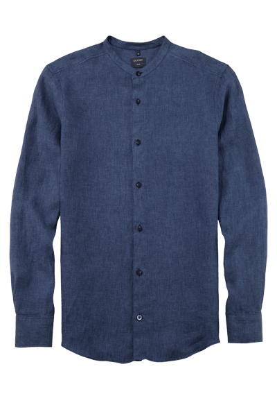 Produktbild für 'OLYMP Casual regular fit Hemd Langarm Stehkragen Leinen dunkelblau'