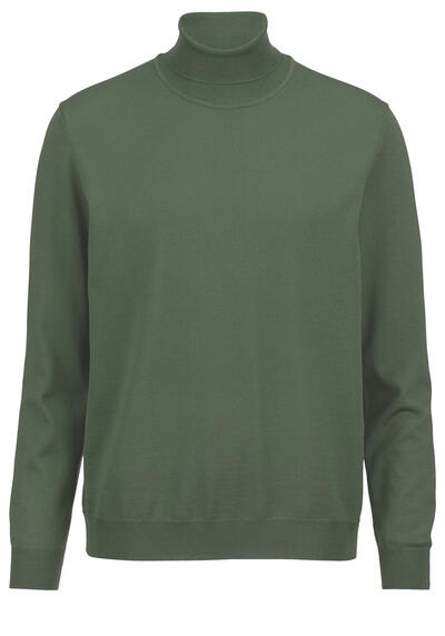 OLYMP Casual regular fit Rollkragenpullover Langarm oliv preisreduziert