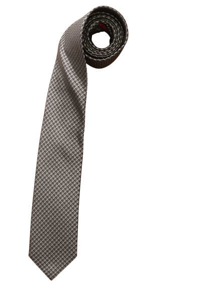 OLYMP Krawatte slim 6,5 cm breit aus reiner Seide Fleckabweisend Muster anthrazit