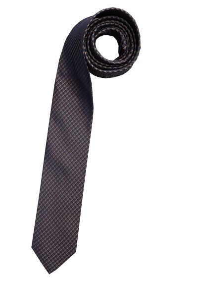 OLYMP Krawatte slim 6,5 cm breit aus reiner Seide Fleckabweisend Muster braun preisreduziert