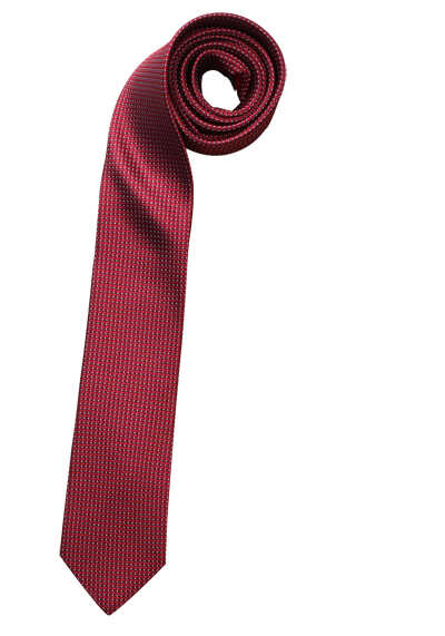 OLYMP Krawatte slim 6,5 cm breit aus reiner Seide Fleckabweisend Muster rot