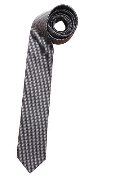 OLYMP Krawatte slim 6,5 cm breit aus reiner Seide Fleckabweisend Muster schwarz