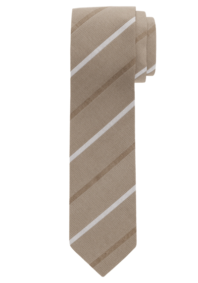 Produktbild für 'OLYMP Krawatte slim 6,5 cm breit aus reiner Seide Fleckabweisend Streifen beige'