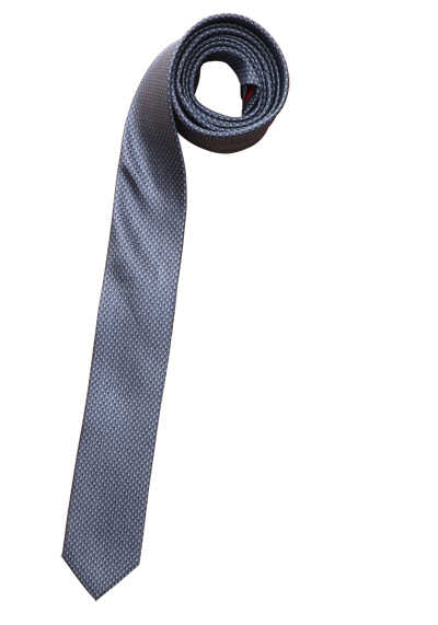 OLYMP Krawatte super slim 5 cm breit aus reiner Seide Fleckabweisend Muster dunkelblau