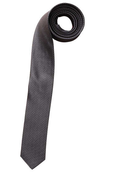 OLYMP Krawatte super slim 5 cm breit aus reiner Seide Fleckabweisend Muster schwarz