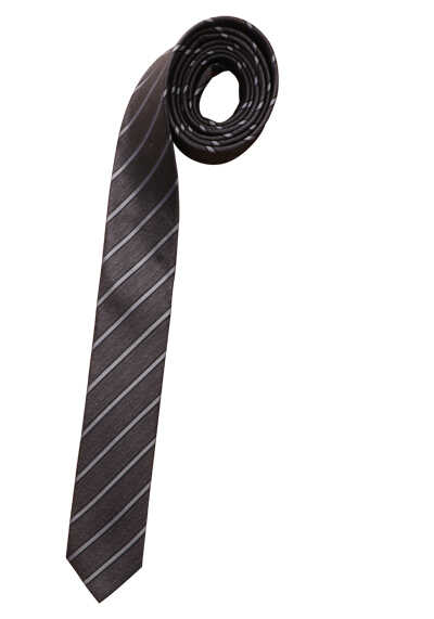OLYMP Krawatte super slim 5 cm breit aus reiner Seide Fleckabweisend Streifen schwarz