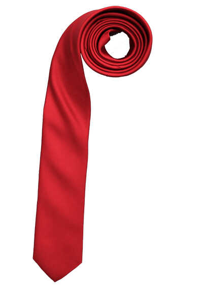 OLYMP Krawatte super slim 5 cm breit aus reiner Seide Fleckabweisend dunkelrot