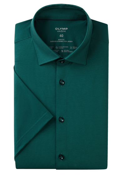 Produktbild für 'OLYMP Level Five 24/Seven body fit Hemd Halbarm Jersey Stretch petrol'