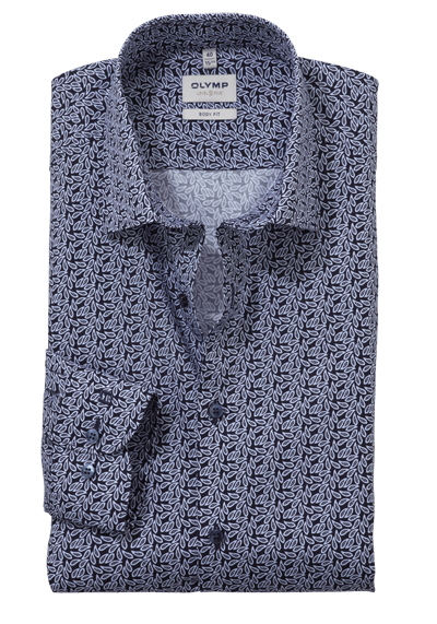Produktbild f&uuml;r 'OLYMP Level Five 24/Seven body fit Hemd Langarm Jersey Stretch Muster blau'