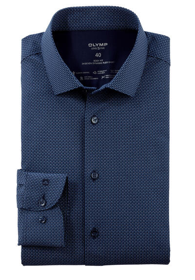 Produktbild für 'OLYMP Level Five 24/Seven body fit Hemd Langarm Muster blau'