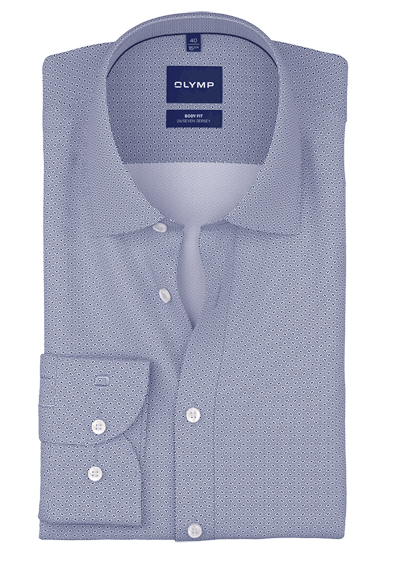Produktbild f&uuml;r 'OLYMP Level Five 24/Seven body fit Hemd Langarm New Kent Kragen Jersey Muster blau'