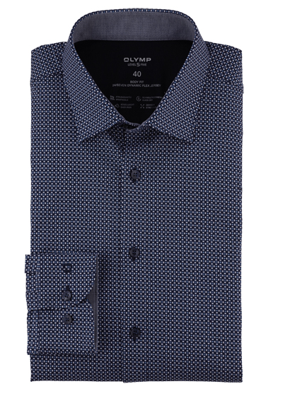 Produktbild für 'OLYMP Level Five 24/Seven body fit Hemd Langarm New Kent Kragen Muster dunkelblau'