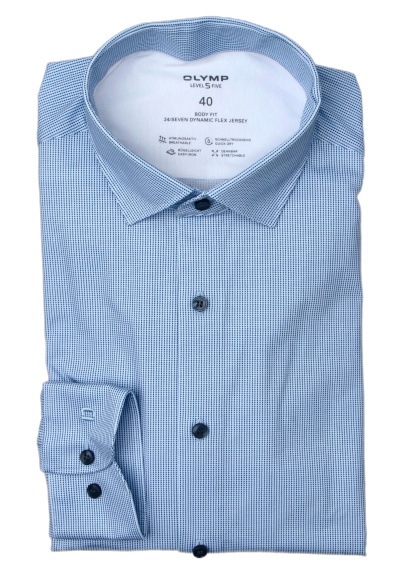 Produktbild für 'OLYMP Level Five 24/Seven body fit Hemd extra langer Arm Muster blau'