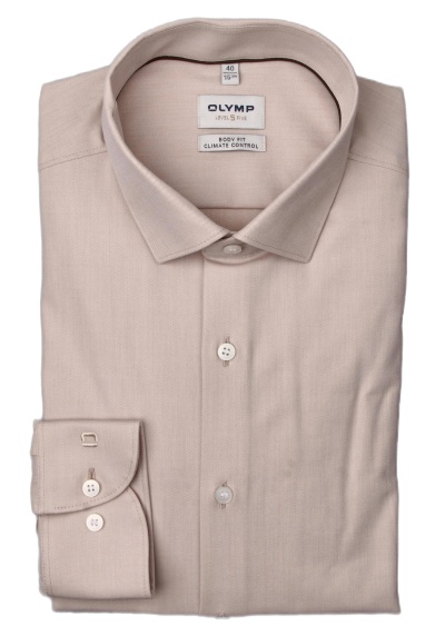 Produktbild für 'OLYMP Level Five 24/Seven body fit Hemd extra langer Arm New Kent Kragen Twill beige'