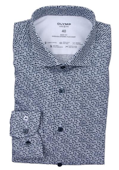 Produktbild für 'OLYMP Level Five body fit Hemd 24 / Seven Langarm Muster blau'