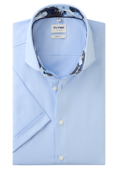 Produktbild für 'OLYMP Level Five body fit Hemd Halbarm New Kent Kragen Faux hellblau'