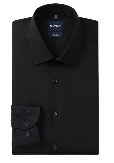 Produktbild f&uuml;r 'OLYMP Level Five body fit Hemd Langarm New Kent Kragen Cover Shirt schwaz'