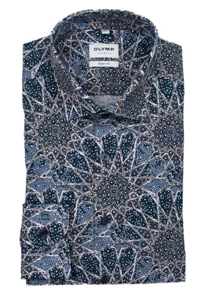 Produktbild für 'OLYMP Level Five body fit Hemd Langarm New Kent Kragen Muster blau'