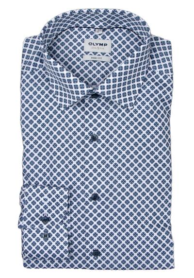 Produktbild für 'OLYMP Level Five body fit Hemd Langarm New Kent Kragen Muster blau'