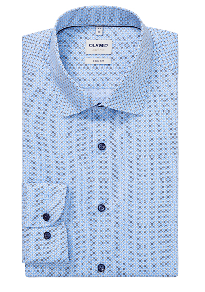 Produktbild f&uuml;r 'OLYMP Level Five body fit Hemd extra langer Arm Arm New Kent Kragen Muster blau'