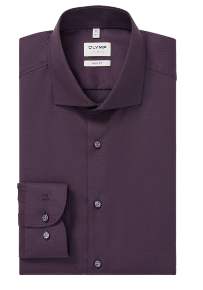 Produktbild f&uuml;r 'OLYMP Level Five body fit Hemd extra langer Arm Arm New Kent Kragen Rautenstruktur aubergine'