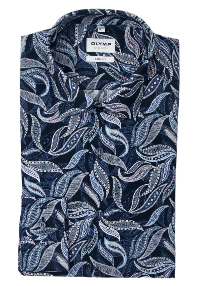 Produktbild für 'OLYMP Level Five body fit Hemd extra langer Arm New Kent Kragen Blumenmuster blau'
