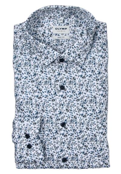 Produktbild für 'OLYMP Level Five body fit Hemd extra langer Arm New Kent Kragen Blumenmuster blau'