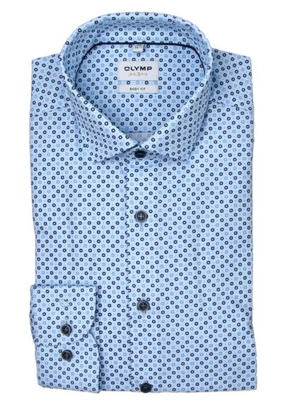 Produktbild für 'OLYMP Level Five body fit Hemd extra langer Arm New Kent Kragen Blumenmuster hellblau'