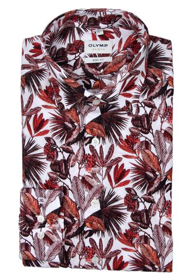 Produktbild für 'OLYMP Level Five body fit Hemd extra langer Arm New Kent Kragen Blumenmuster rot'