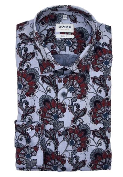 Produktbild für 'OLYMP Level Five body fit Hemd extra langer Arm New Kent Kragen Muster blau'