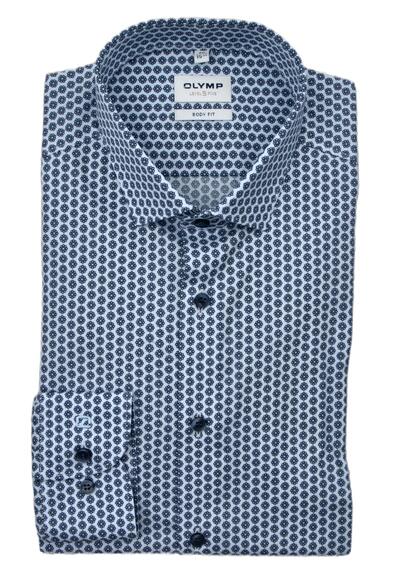 Produktbild für 'OLYMP Level Five body fit Hemd extra langer Arm New Kent Kragen Muster blau'