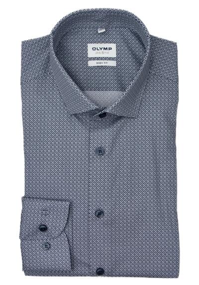 Produktbild für 'OLYMP Level Five body fit Hemd extra langer Arm New Kent Kragen Muster dunkelblau'