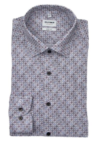 Produktbild für 'OLYMP Level Five body fit Hemd extra langer Arm New Kent Kragen Muster hellblau'