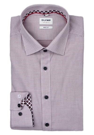 Produktbild für 'OLYMP Level Five body fit Hemd extra langer Arm New Kent Kragen Muster rot'