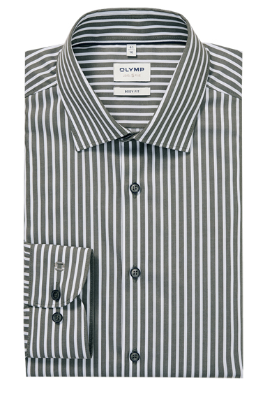 Produktbild f&uuml;r 'OLYMP Level Five body fit Hemd extra langer Arm New Kent Kragen Twill Streifen oliv'