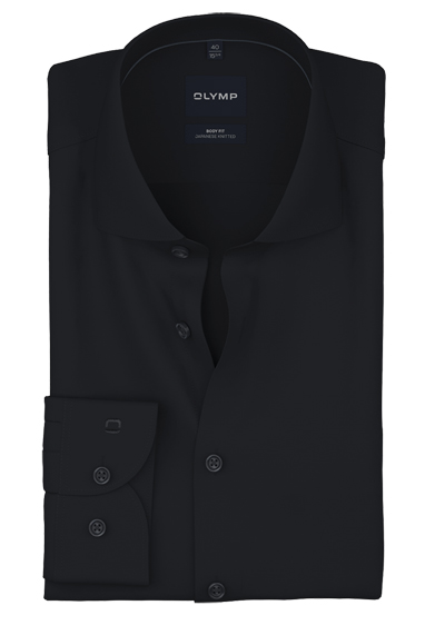 Produktbild f&uuml;r 'OLYMP Level Five body fit Langarm Haifischkragen Japanese Knitted schwarz'