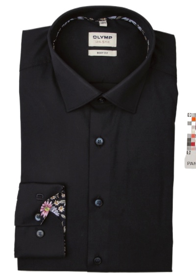 Produktbild für 'OLYMP Level Five body fit Langarm New Kent Kragen Popeline navy'