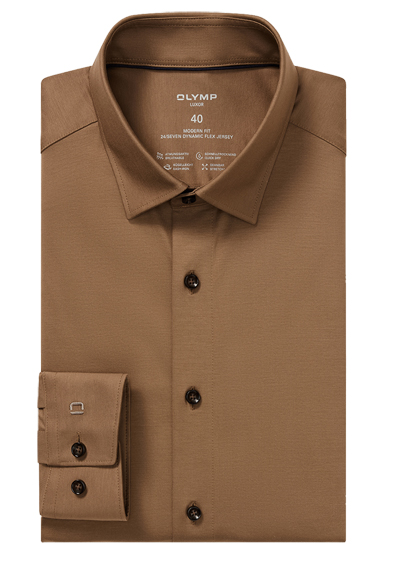 Produktbild f&uuml;r 'OLYMP Luxor 24/Seven modern fit Hemd Langarm Jersey Stretch camel'