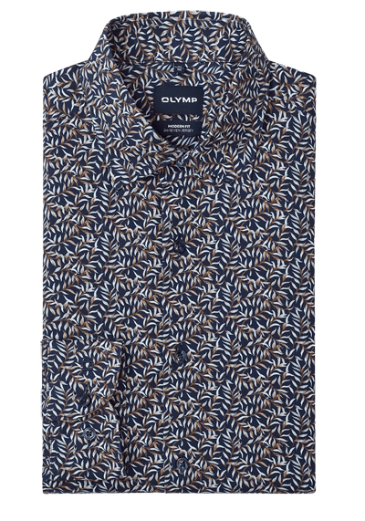 Produktbild f&uuml;r 'OLYMP Luxor 24/Seven modern fit Hemd Langarm New Kent Kragen Jersey Muster blau'