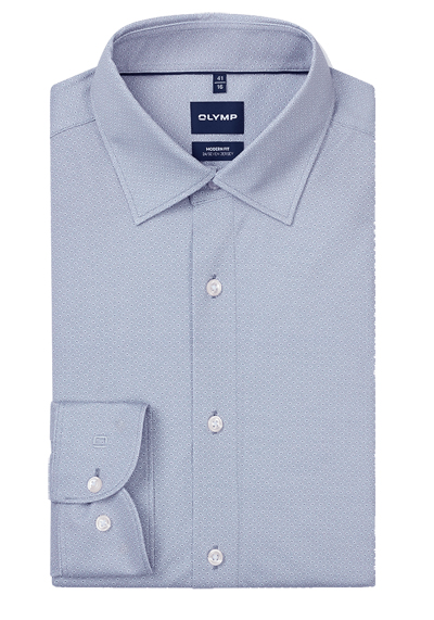 Produktbild f&uuml;r 'OLYMP Luxor 24/Seven modern fit Hemd Langarm New Kent Kragen Jersey Muster hellblau'