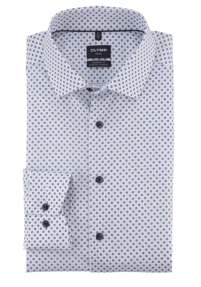 Produktbild für 'OLYMP Luxor 24/Seven modern fit Hemd Langarm New Kent Kragen Stretch Muster blau'
